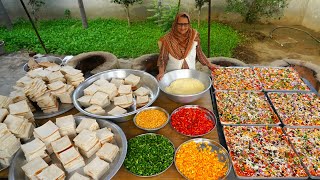 500 Bread Pizza Prepared By Our Granny  Village food  Pizza  Indian street food  Veg Recipes [upl. by Weidar]