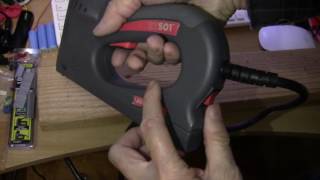 Loading brad nails and using the electric Arrow ET501 stapler nailer [upl. by Aelber]