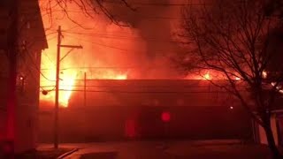 Video Now Massive fire burns through Pawtucket mills [upl. by Eillek]