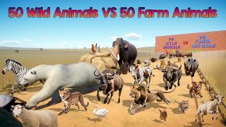 50 Farm Animals VS 50 Wild Animals Race in Planet Zoo included Elephant Lion Cow Sheep Mammoth [upl. by Oeak277]