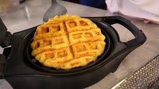 Receta WAFFLES PATACONES con QUESO  facil y rapida hecha en casa [upl. by Beedon585]