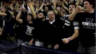 USU President Stan L Albrecht Stands with Students and Chants quotI Believe That We Will Winquot [upl. by Huberty]