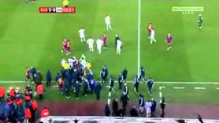 Sergio Ramos vs Messi Puyol amp Xavi red card fight FC BarcelonaReal Madrid 50 29112010 [upl. by Elleivap]