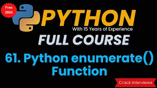 Python enumerate Function  Enumerate function Python [upl. by Anan760]