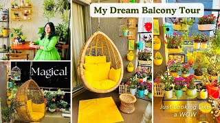 My Dream Balcony Tour amp Organization Ideas  DIY Decor With Lights  Terrace Garden Decorating Tips [upl. by Bullen]