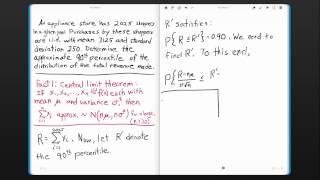 90th Percentile of the sum of random variables using the Central limit theorem [upl. by Rebeca]