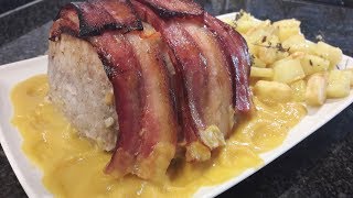 Receita de Lombo de Porco Com Bacon no Forno [upl. by Karrie36]