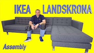 Ikea LANDSKRONA 3 seat sofa with chaise longue Assembly instructions [upl. by Aivitnahs784]