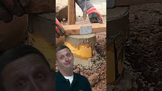 Deck beam post concrete footings with brackets Also SLUMP construction diy concrete [upl. by Blumenfeld]