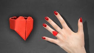 Origami Heart Ring  Instructions in English BR EasyOrigamiAndCrafts [upl. by Sindee]