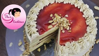 ENG SUB Peanut Butter Cream Sponge Cake Erdnussbuttercreme  Torte Banh Bong Lan Dau Phong [upl. by Zurc]