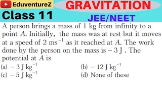 A person brings a mass of 1 kg from infinity to a point A Initially the mass was at rest but it m [upl. by Emmi]