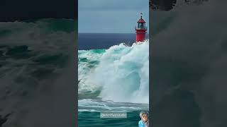 Incredible Moment Towering Wave Hits Lighthouse [upl. by Nav]