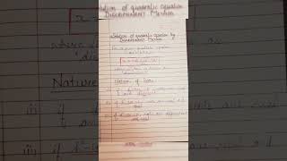 Discriminant in quadratic equation and Nature of roots shorts class10 class11 discriminant [upl. by Salokkin]