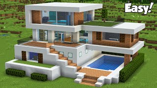 Minecraft How to Build a Modern House Tutorial Easy 32  Interior in Description [upl. by Ehrsam]