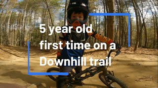 5 year old first time on a MTB Downhill Trail in Kanuga Bike Park [upl. by Lissa]