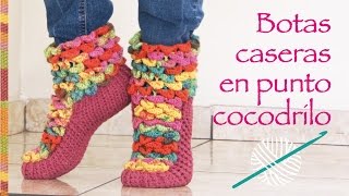 Botas de casa tejidas a crochet en punto cocodrilo [upl. by Gniy]