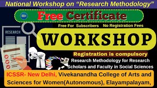 Free National  Three Day Workshop  Research Methodology  Research Scholars  Social Sciences [upl. by Irafat]