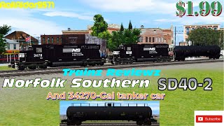 Trainz simulator 2  TRAINZ REVIEWZ  Norfolk southern SD402 locomotives and jumbo tank car [upl. by Arleen66]