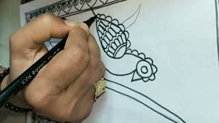 how to draw madhubani Art easy drawing peacock 🦚madhubani painting learn madhubani Art 1176 [upl. by Strephon]