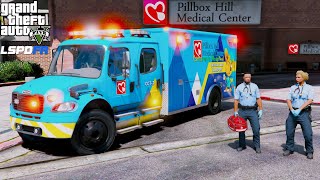 GTA 5 Paramedic Mod Pillbox Hill Childrens Hospital Freightliner EMS Ambulance [upl. by Portingale]