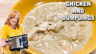 Easy Crockpot CHICKEN amp DUMPLINGS A Slow Cooker Chicken Dinner [upl. by Notreve]