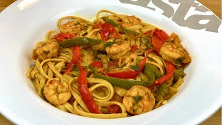 RECETTE HEALTHY IDÉALE POUR UN RÉÉQUILIBRAGE ALIMENTAIRE LES LINGUINES AUX CREVETTES ET AUX POIVRONS [upl. by Jenelle]