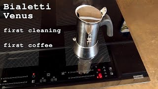 Bialetti Venus Induction Coffee Maker • Unboxing first cleaning and first coffee [upl. by Helfant]