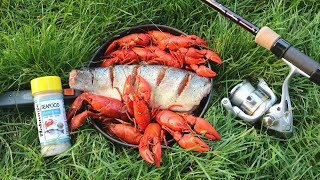 WILD TROUT amp SPICY CRAWFISH COOKOUT ON THE RIVER [upl. by Semela]