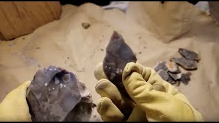 722  Abo Flintknapping Mousterian Tool Practice [upl. by Lassiter]