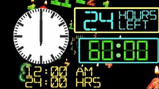 1 Hour Ticking Clock Countdown with 24 Hours  1 Day in 60 minutes timer Analog clock sounds effects [upl. by Attenohs]