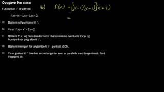 9ab  Funksjonsdrøfting polynom nullpunkter  1T Eksamen Høst 2016  Del 1 [upl. by Melinde]