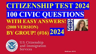 2024 U S Citizenship Official USCIS 100 Civics Questions 2008 version Repeat Twice By Group [upl. by Drofkcor]