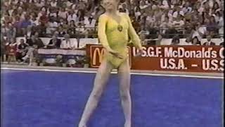 Oksana Omelianchik USSR Floor AATeam 1988 USA vs USSR [upl. by Lemal]