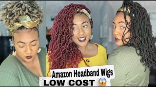 MUST SEE AMAZON HEADBAND WIGS ON THE GO CHEAP HEADBAND WIGS  HEADBANDS ATTACHED [upl. by Sualocin299]