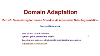 Part 46 generalizing to unseen domains via adversarial data augmentation [upl. by Ned]