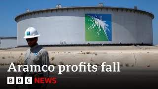 Saudi stateowned oil giant Aramco sees profits drop  BBC News [upl. by Arsi786]