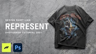 How To Design Shirts Like REPRESENT  Photoshop Streetwear Tutorial FREE DOWNLOAD 2021 [upl. by Jacobs]