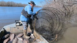 quotHOOP NET Fishing the BUFFALO SPAWN to catch UNBELIEVABLE Boat Loadsquot HOW TO  CATCH  CLEAN [upl. by Ihcego]