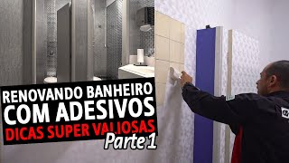 RENOVANDO BANHEIRO COM ADESIVOS Parte 1  Dicas Super Valiosas [upl. by Hanah57]