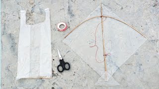 How to Make Kite With Polythene amp Broom Sticks  Easy Steps Full Details  Easy Plastic Bag Kite [upl. by Aitnecserc]