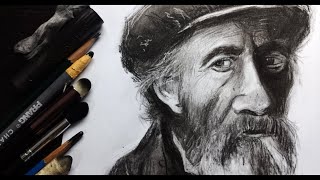 Cómo DIBUJAR un ANCIANO en Carboncillo  Charcoal  TIME LAPSE [upl. by Samled141]