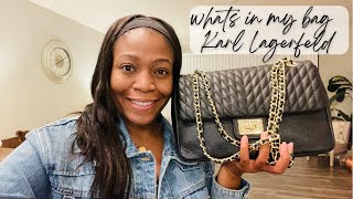 “Chanel inspired” Karl Lagerfeld Agyness bag What’s in my handbag  karllagerfeld chanel wimb [upl. by Ina467]