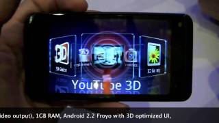 Handson ATampT LG Thrill 4G Optimus 3D  3D stereoscopic camera demo at CTIA 2011 [upl. by Ellerahs]