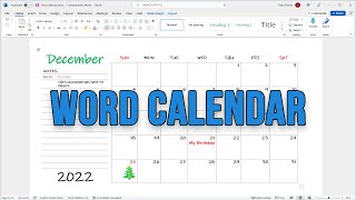 Insert an Editable Calendar to Microsoft Word [upl. by Burtie649]