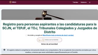 Pasos para el registro online a las candidaturas jueces magistrados y ministros [upl. by Oiramrej]