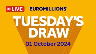 The National Lottery Euromillions Draw Live Results From Tuesday 01 October 2024  Euromillions live [upl. by Mcnutt]