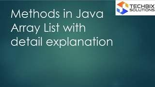 Methods in Java Array List with detail explanation  Java Course in Tamil [upl. by Raye]