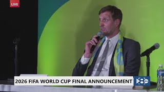 Disappointed faces  Dirk Nowitzki reacts to ATampT Stadium not getting 2026 FIFA World Cup Final ma [upl. by Nasya]