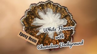 455 EN White Flowers with Chameleon Background  epoxyresin [upl. by Jobie577]